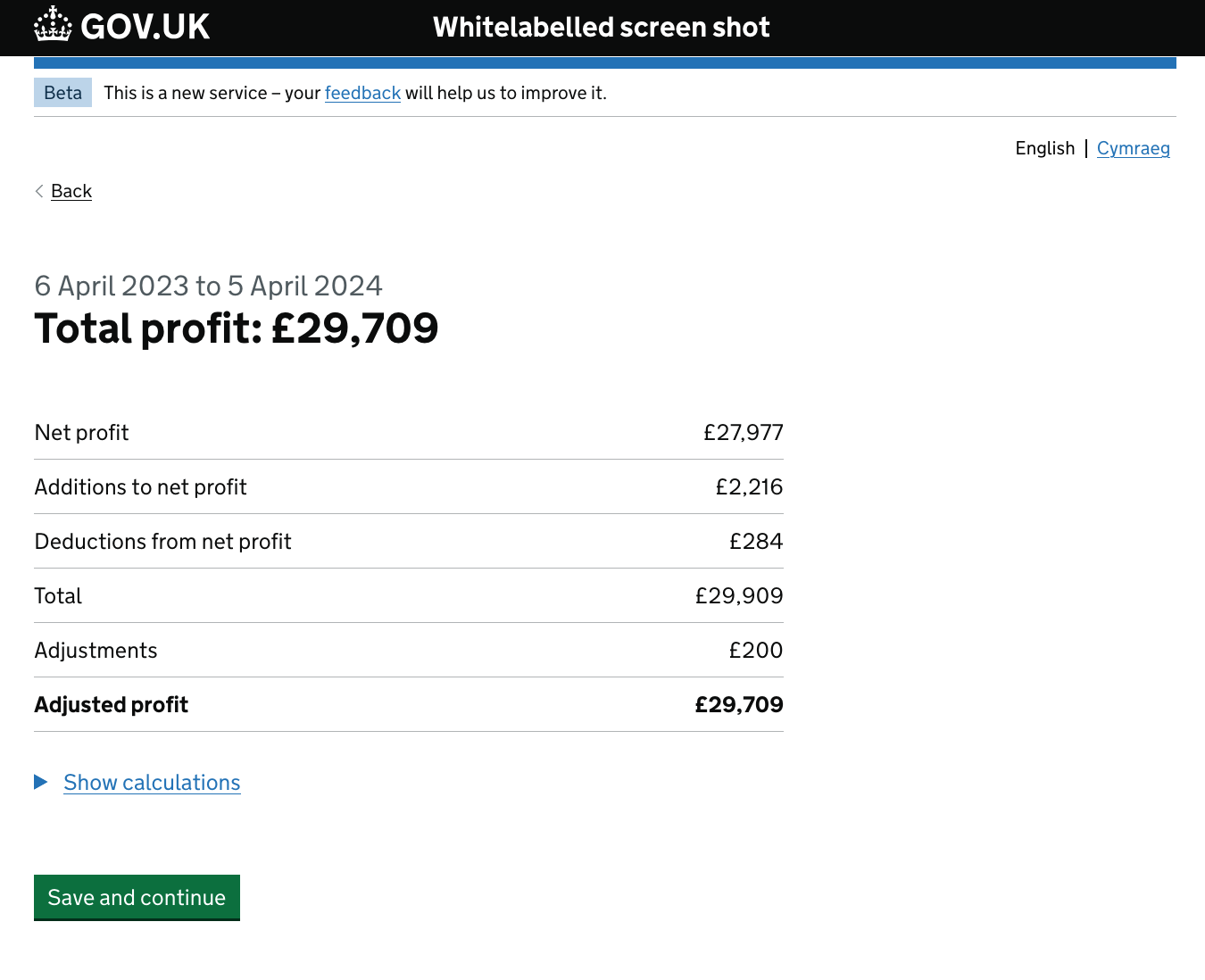 A web page which calculates someone's income tax assessment.